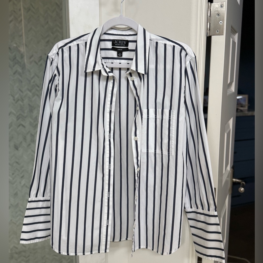J Crew Garçon cotton poplin shirt in stripe